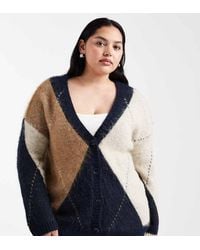 ONLY - Cárdigan Extragrande Con Patrón De Rombos De Punto Mullido De - Lyst