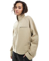 ASOS - Veste oversize en sergé à col cheminée - sable - Lyst