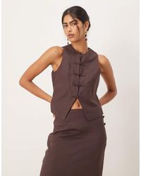 Mango - Gilet Van Een Linnenmix Met Ronde Hals - Lyst