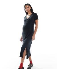 Mama.licious - Mamalicious Maternity Short Sleeved Ribbed Jersey Maxi Dress - Lyst