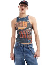 Collusion - Mesh Vest With City Scape - Lyst