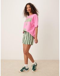 Nobody's Child - Pantalones Cortos A Rayas Verdes De Mezcla De Lino Shannon De - Lyst