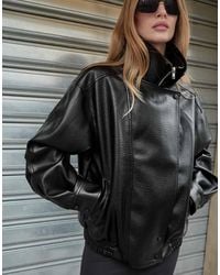 NA-KD - High Neck Faux Leather Jacket - Lyst