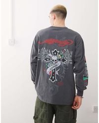 Ed Hardy - Skull Cross Abstract Long Sleeve T-Shirt - Lyst