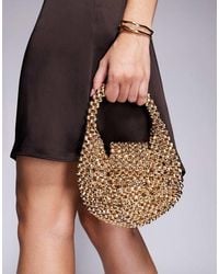 ASOS - Pochette Dorata Metallizzata Con Perline E Patta - Lyst
