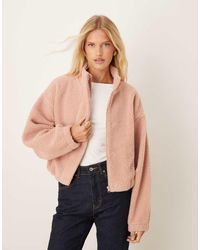 ASOS - Zip Through Borg Fleece With Bubble Hem - Lyst