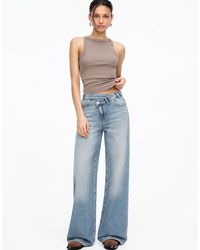 Pull&Bear - Crossover Waist Mid Rise Wide Leg Jean - Lyst
