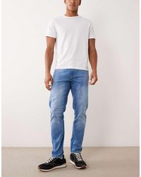 Only & Sons - Vaqueros Azules De Corte Estándar Con Lavado Negro Medio Weft De - Lyst