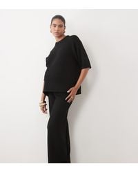 ASOS - Asos Design Maternity Crew Neck Knitted T Shirt With Wool Co-Ord - Lyst
