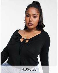 Yours - Long Sleeve Crop Top With Cut Out Detail - Lyst