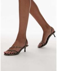 Mango - Strappy Kitten Heel Sandal - Lyst