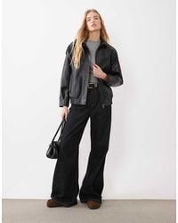 New Look - Oversized Funnel Neck Faux Leather Jacket - Lyst