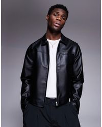 ASOS - Faux Leather Harrington Jacket - Lyst