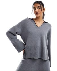 Object - Oversized V Neck Jumper Co-ord With Contrast Trim - Lyst
