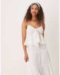 Gina Tricot - Top Stile Blusa Con Volant, Fiocco Sul Davanti E Stampa Cachemire - Lyst