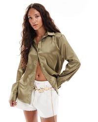 Miss Selfridge - – oversize-hemdbluse aus satin - Lyst