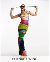 Calvin Klein - – pride – racerback-kleid aus netzstoff mit grafischem allover-print - Lyst