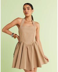 ASOS - Denim Halter Neck Mini Dress - Lyst