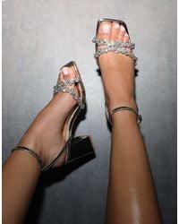 SIMMI - Meave Diamante Block Heeled Sandals - Lyst