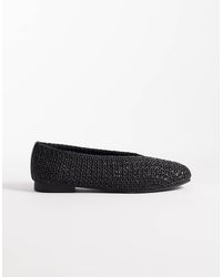 SEQWL Wide Fit Woven Mesh Ballet Flats in Black | Lyst UK
