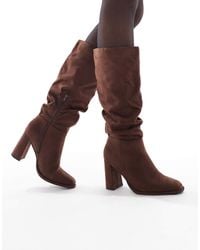 London Rebel - Maggie Slouchy Block Heel Boots - Lyst