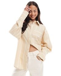 ASOS - Camisa Color Camel A Rayas Extragrande De -Neutro - Lyst