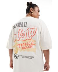 ASOS - Vestido corto color estilo camiseta extragrande con estampado "aloha" - Lyst