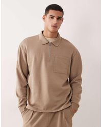 ASOS - Oversized Quarter Zip Sweatshirt With Ribbed Collar - Lyst