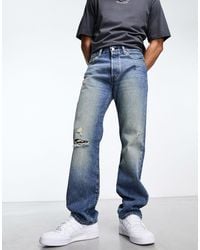 Levi's - 501 - jeans dritti original fit '93 lavaggio medio con strappi - Lyst
