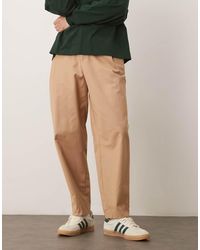 ASOS - Pantalones Chinos De Vestir De Corte Tapered Con Pinzas Dobles Y Cinturilla Elástica De -Marrón - Lyst