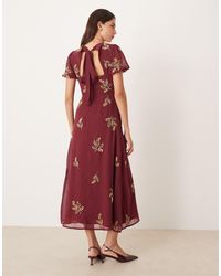 Maya - Floral Short Sleeve Keyhole Back Dress - Lyst