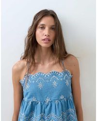 ASOS - Denim Embroidered Cami Top - Lyst