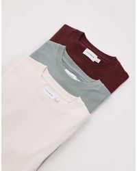 TOPMAN - Confezione Da 3 T-Shirt Vestibilità Classica Écru, Salvia E Marrone - Lyst