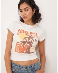 ASOS - T-Shirt Mini Color Crema Con Grafica "Costa Rica" - Lyst