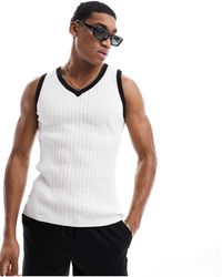 ASOS - Muscle Lightweight Knit Ribbed V Neck Tank - Lyst