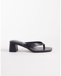 ASOS - Hideout Leather Block Heeled Toe Thong Sandals - Lyst