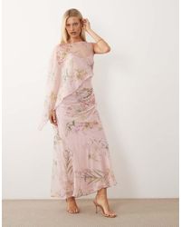 ASOS - Draped Batwing Asymmetric One-sleeve Maxi Dress - Lyst