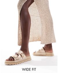 London Rebel - Double Strap Footbed Sandals - Lyst