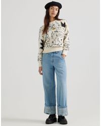 Lee Jeans - X jean-michael basquiat - capsule - jeans larghi lavaggio chiaro con motivo artistico sul risvolto - Lyst