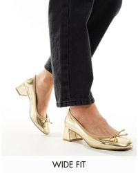 Asos Design Wide Fit - Steffie Bow Detail Mid Block Heeled Shoes - Lyst