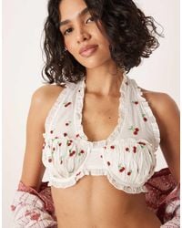 For Love & Lemons - Bralette Met Kralen En Kersenprint - Lyst