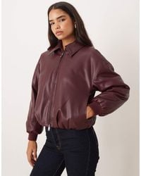 Abercrombie & Fitch - Vegan Leather Bubble Hem Bomber Coat - Lyst