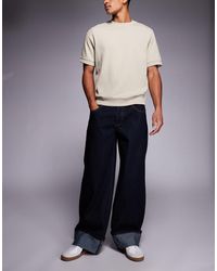 Liquor N Poker - Cinch Midrise Turn-up baggy Denim Jeans With Contrast Stitching - Lyst