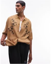 TOPMAN - Relaxed Knitted Western Embroidered Shirt - Lyst