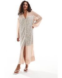 Never Fully Dressed - Petite Lila Sequin Shirt Midaxi Dress - Lyst