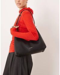 Calvin Klein - Top Zip Pebble Shoulder Bag With Chain And Strap - Lyst