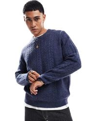 ASOS - Relaxed Slouchy Crew Neck Cable Knit Jumper - Lyst