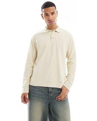 Jack & Jones - Polo Color Crudo De Manga Larga De Punto Texturizado De -Blanco - Lyst