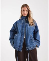 ASOS - Denim Funnel Neck Jacket - Lyst