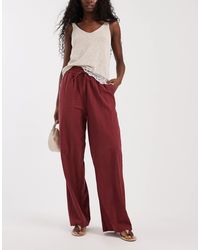 ONLY - Pantalon large aspect lin - foncé - Lyst